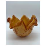Murano Amber Freeform Splash Bowl