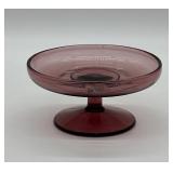 Amethyst Glass Pedestal Compote Bowl