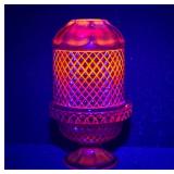 Viking Diamond Point Amberina Fairy Lamp