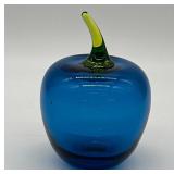Viking Glass Bluenique Apple Paperweight