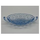 Imperial Glass Ice Blue Diamond Block Pickle Dish