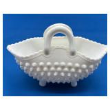 Fenton White Hobnail Milk Glass Basket