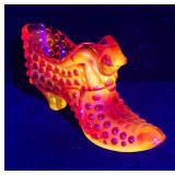 Fenton Glass Colonial Orange Shoe Figurine