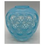 Fenton Aqua Opalescent Hobnail Rose Bowl