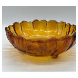 Indiana Glass Sunflower Amber Fruit Bowl