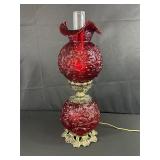 Fenton Ruby Red GWTW Poppy Lamp
