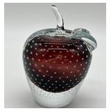 Murano Controlled Bubble Apple Paperweight