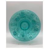 Imperial Glass Lustre Rose Teal Cake Plate