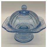 Federal Glass Covered Dish in Madrid Blue