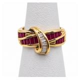 14k Gold Natural Diamond & Ruby Ring