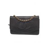 Chanel Black Leather Gold Chain Shoulder Bag