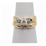 14K Yellow Gold and SZ Engagement Wedding Ring Set