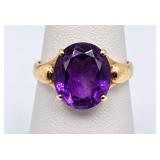14k Yellow Gold Size 6.5 Amethyst Ring