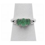 14K White Gold Natural Emerald Ring