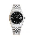 ROLEX 18K WHITE GOLD MEN DATEJUST BLACK DIAL WATCH