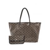 Goyard Black Leather Trim Large Shopping Tote Bag