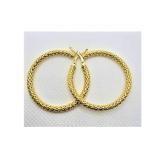 14k Yellow Gold Diamond Cut Hoop Earrings