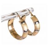 Italy 14K Yellow Gold Two-Tone Hoop Earrings