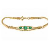 Vintage 18K Yellow Gold Natural Emerald Bracelet