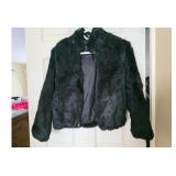 KC Collections Black Rabbit Fur Zipper Jacket