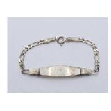 Sterling Silver 925 Figaro ID Bracelet
