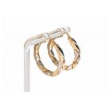 14K Gold Two-Tone Twist Hoop Earrings