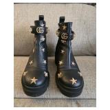 Authentic Gucci G Logo Black Leather Boots