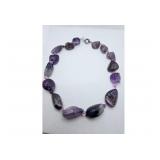Heavy Natural Amethyst Stone Nugget Bead Necklace
