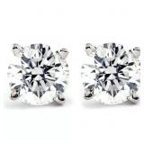Genuine Diamond 14K White Gold Studs Earrings