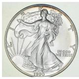 1990 Unc American Silver Eagle 1 Oz .999 Silver