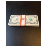 50 $2 TWO DOLLAR BILLS UNCIRCULATED SEQUENTIAL