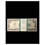 100 ($2) TWO DOLLAR BILLS UNC SEQUENTIAL 2017A