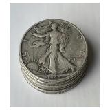 Lot of 5 Walking Liberty Half Dollar 90% Silver
