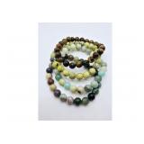 Lot of 4 Stretch Gemstone Bead Bracelets