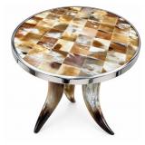 Vintage Tri Legged Horn Side End Table Horn Tile
