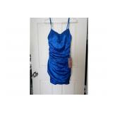 Royal Blue Satin Ruched Mini Dress New with Tags