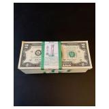 25 x $2 BILLS TWO DOLLAR BILLS UNC SEQUELTIAL