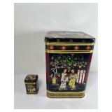 2PC Vintage Asian Tea Tin ~ Black and Red Tea