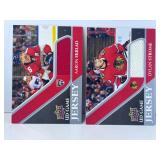 2PC GAME USED JERSEY RELIC STROME / EKBLAD UD S1