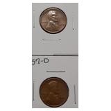 WHEAT CENTS- 1957-P 1957-D