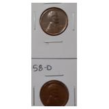 WHEAT CENTS- 1958-P 1958-D