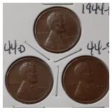 WHEAT CENTS- 1944-P 1944-D 1944-S