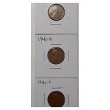 WHEAT CENTS- 1940-P 1940-D 1940-S