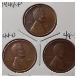 WHEAT CENTS- 1944-P 1944-D 1944-S