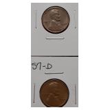 WHEAT CENTS- 1957-P 1957-D
