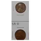 WHEAT CENTS- 1958-P 1958-D