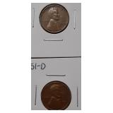 WHEAT CENTS- 1951-P 1951-D