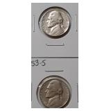 JEFFERSON NICKELS-1953-D 1953-S