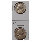 JEFFERSON NICKELS-1955-P 1955-D