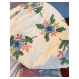 CHINELLE BEDSPREAD,& TOTE w/ LID, HANGERS